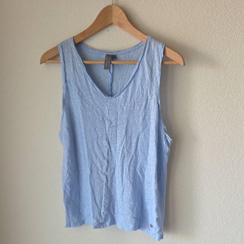 Sweaty Betty Sky Blue  100% Linen Tank Top Sz M Flowy Light Weight Travel Breezy